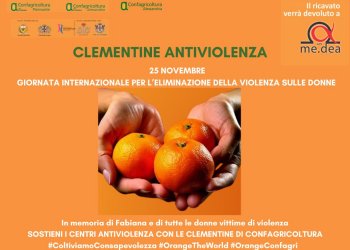 Giornata internazionale per l’eliminazione della violenza sulle donne: le clementine di Confagricoltura per sostenere il centro antiviolenza Me.dea