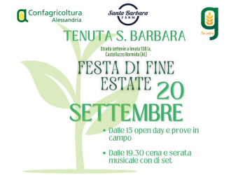 Festa di fine estate il 20 settembre alla Tenuta Santa Barbara