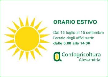 Orario continuato degli uffici di Confagricoltura Alessandria e degli enti collaterali dal 15 luglio
